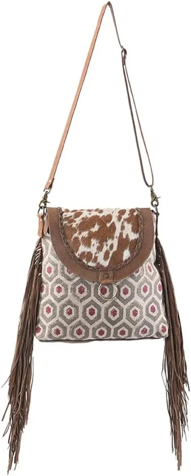 MESSENGER Upcycled Wool Upcycled Canvas Hair-on Genuine Leather women bag western handbag purse