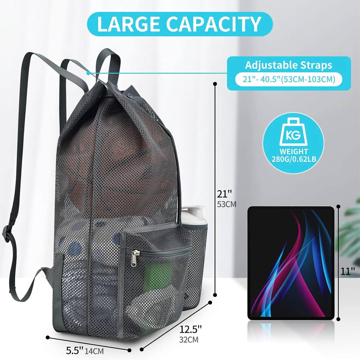 Mildbeer Large Drawstring Backpack for Men Women Athletic Gym Sports Workout Beach Swimming Commuting Travel