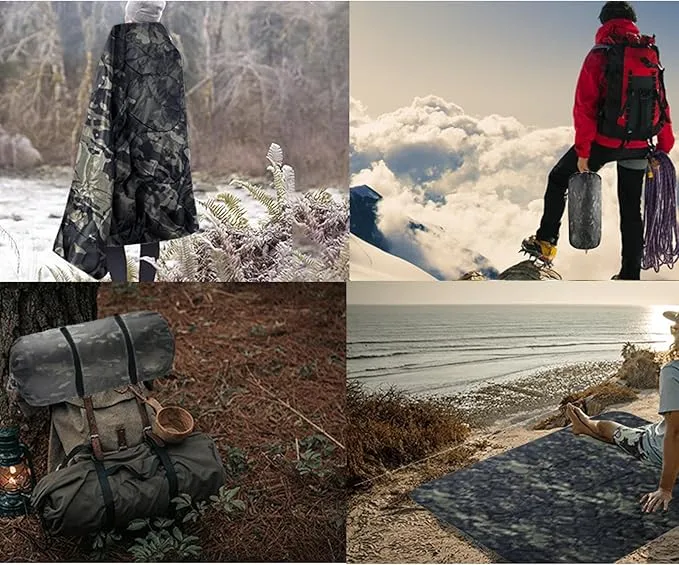 Military Woobie Blanket Thermal Insulated Poncho Liner Camping with Drawstring Carry Bag Waterproof for Outdoor Hiking