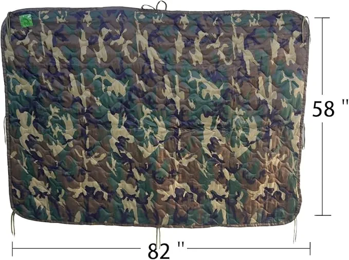 Military Woobie Blanket Thermal Insulated Poncho Liner Camping with Drawstring Carry Bag Waterproof for Outdoor Hiking