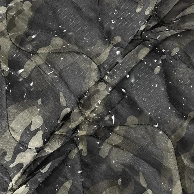 Military Woobie Blanket Thermal Insulated Poncho Liner Camping with Drawstring Carry Bag Waterproof for Outdoor Hiking
