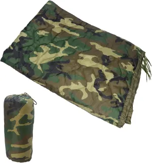 Military Woobie Blanket Thermal Insulated Poncho Liner Camping with Drawstring Carry Bag Waterproof for Outdoor Hiking