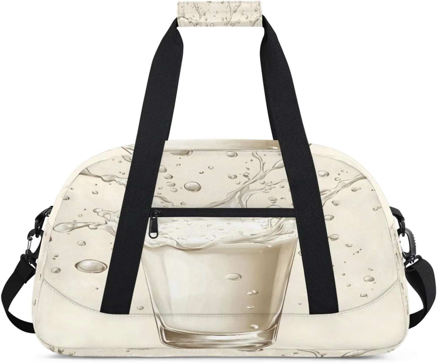 Milk Drinks Small Gym Bag for Women Men, Funny Travel Duffle Bag Workout Dance Tote Bag Carry On Overnight Weekender Bag