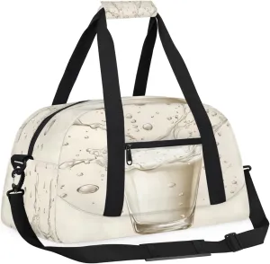 Milk Drinks Small Gym Bag for Women Men, Funny Travel Duffle Bag Workout Dance Tote Bag Carry On Overnight Weekender Bag