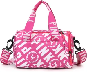 Mini Small Crossbody Bag Gym Bag for Women Men, Cute Small Duffle Bag Aesthetic Sports Handbag, Waterproof Gym Tote Bag Portable Fitness Shoulder Bag for Sports Travel (Rose Red-b)