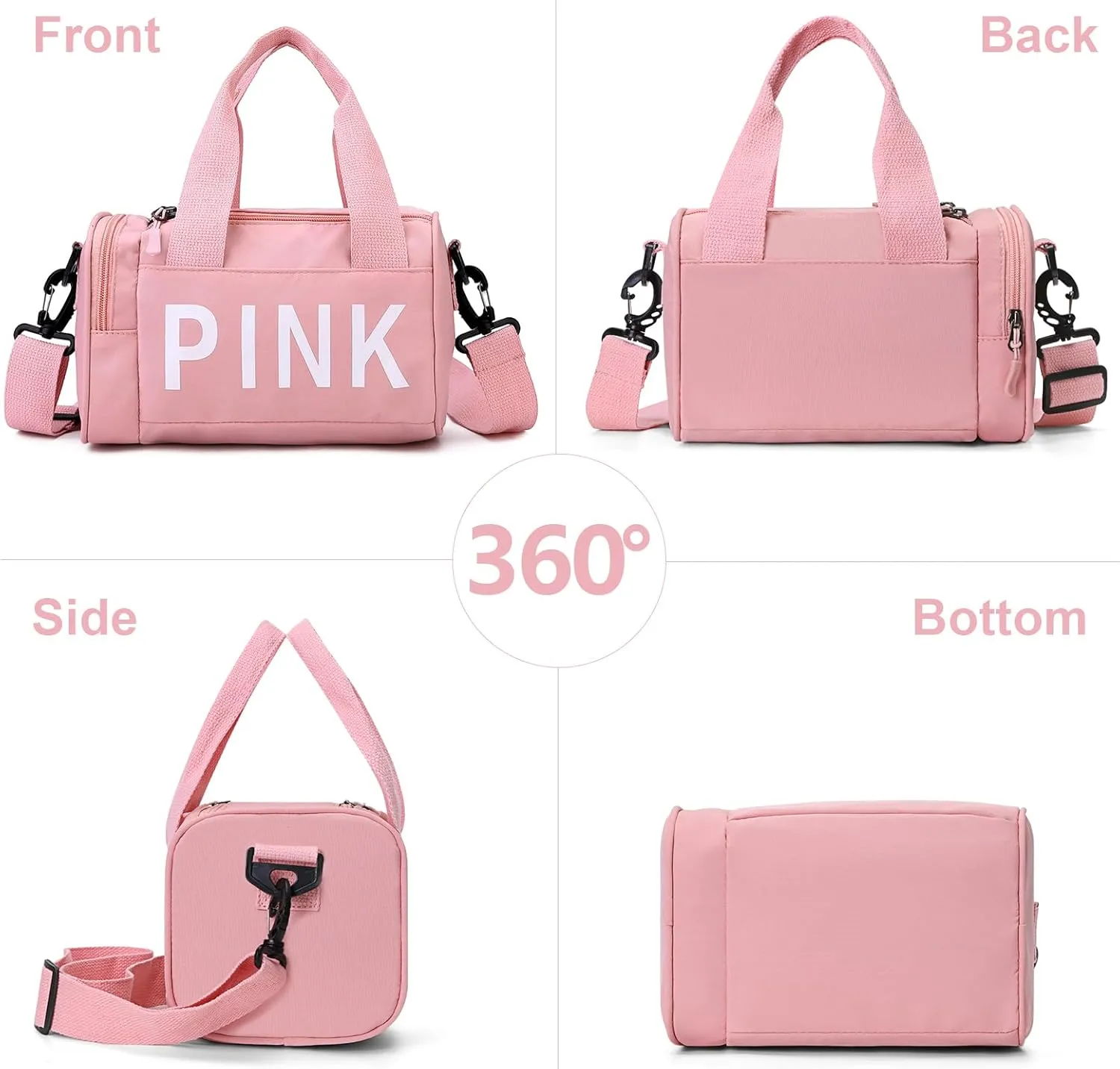 Mini Small Crossbody Bag Gym Bag for Women Men, Cute Small Duffle Bag Aesthetic Sports Handbag, Waterproof Gym Tote Bag Portable Fitness Shoulder Bag for Sports Travel (Rose Red-b)
