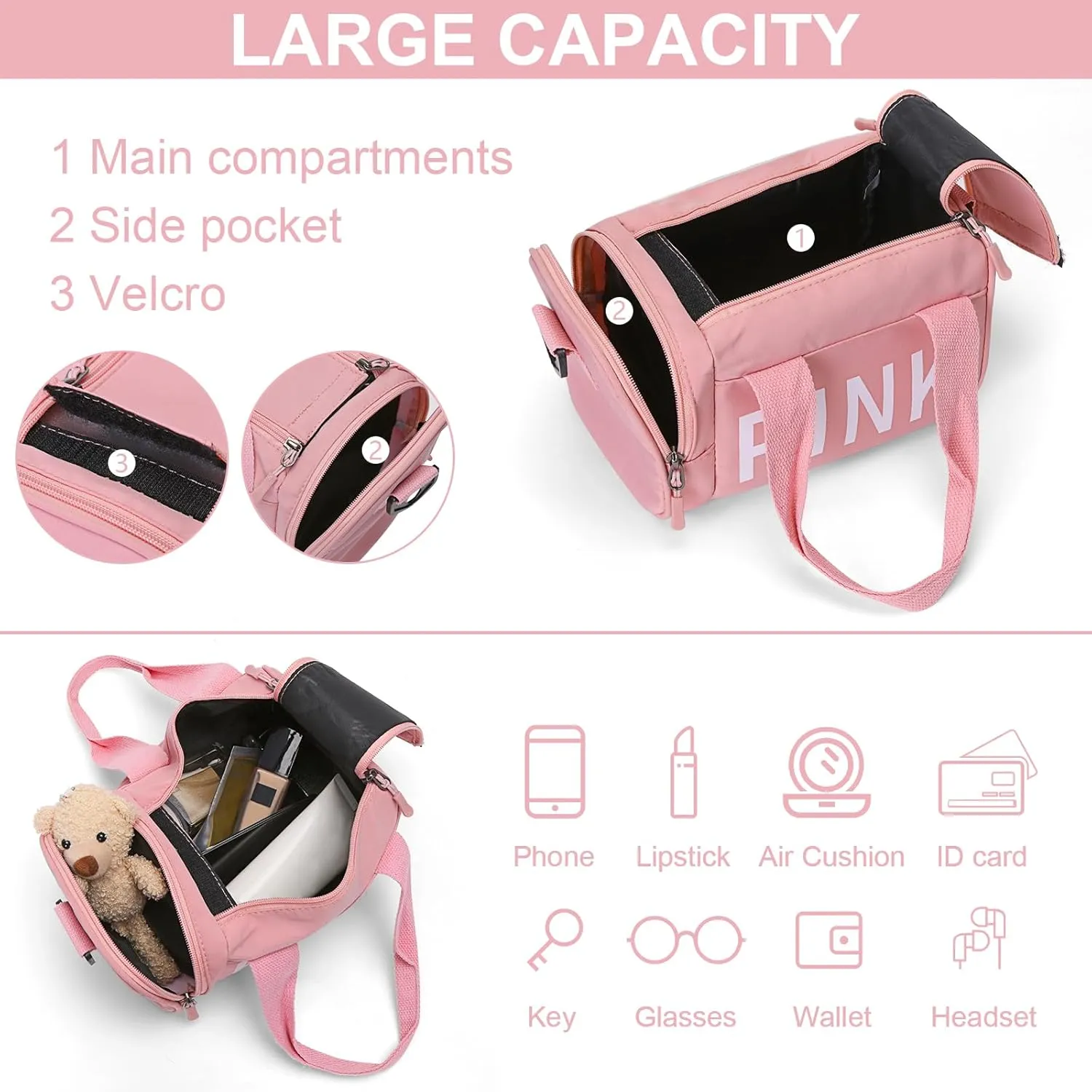 Mini Small Crossbody Bag Gym Bag for Women Men, Cute Small Duffle Bag Aesthetic Sports Handbag, Waterproof Gym Tote Bag Portable Fitness Shoulder Bag for Sports Travel (Rose Red-b)