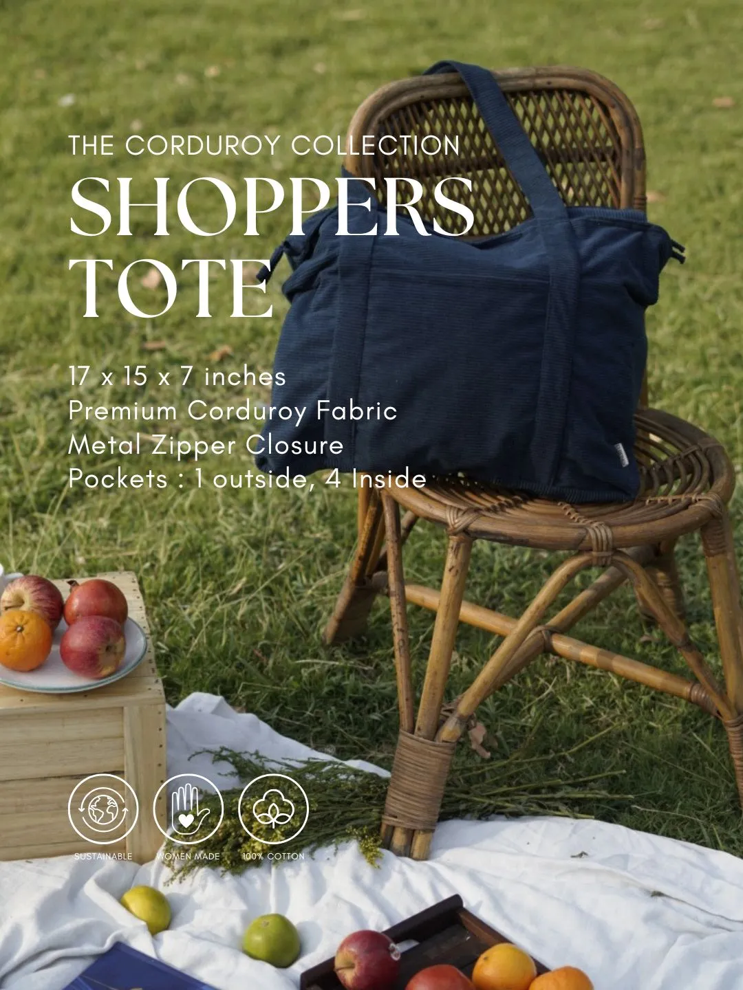 Minimalist Corduroy Shoppers Tote