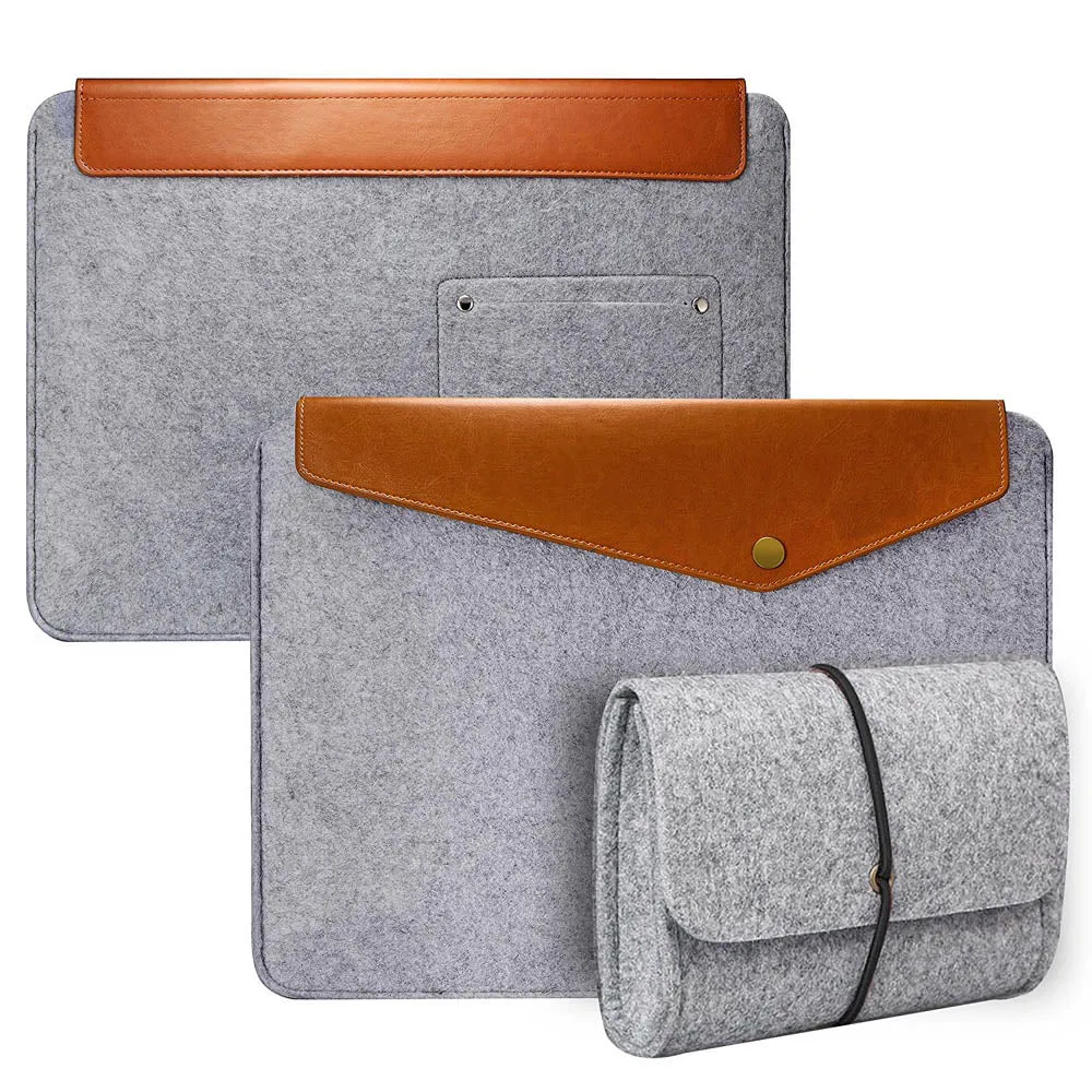 Minimalist Wool Laptop Sleeve Set 13-inch