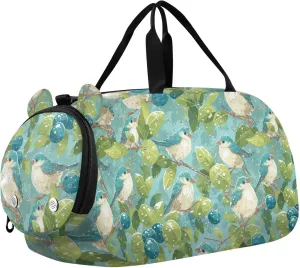 Mint Color Spring Sparrow Boy's Gym Duffel Bag with Shoes Compartment Multifunctional Weekend Travel Bag for Boys and Girls