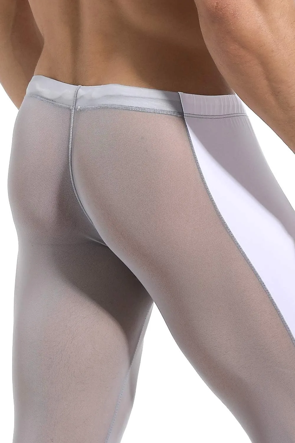 MIZOK Men's Mesh Yoga Pants See Through Compression Tights Workout Leggings