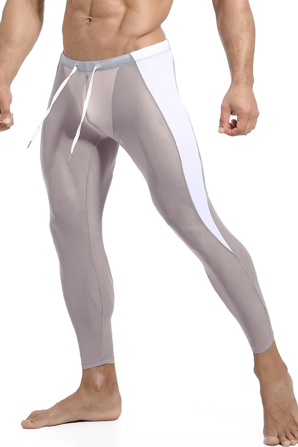 MIZOK Men's Mesh Yoga Pants See Through Compression Tights Workout Leggings