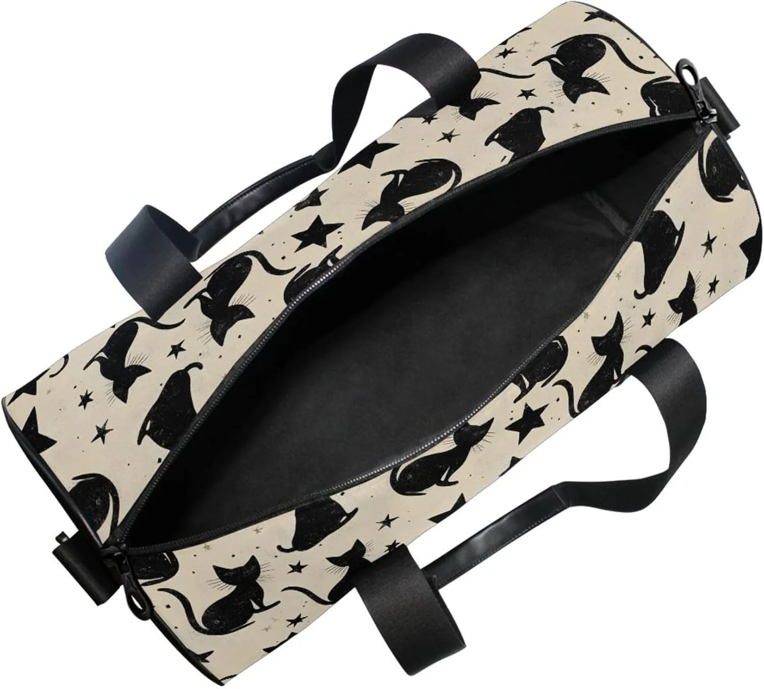 MNSRUU Sports Duffel Bags, Black Cat Stars Athletic Gym Bag Overnight Workout Travel Tote Luggage for Men Women Yoga