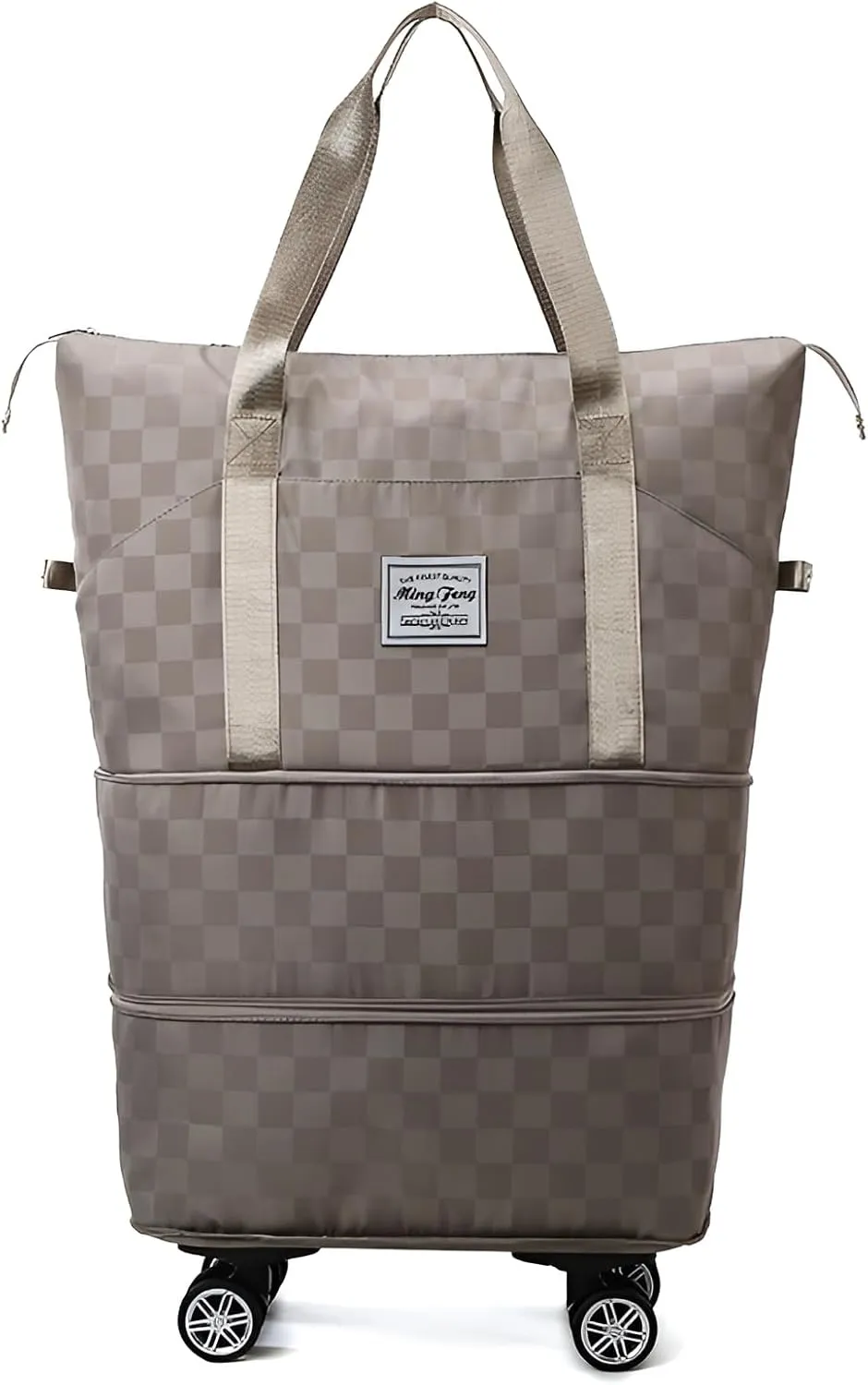 Mokcoliy]【Wheeled Travel Bag Oxford Canvas Luggage with Expandable Compartment, 55L Carry-On Duffel for Women, Multi-Directional Rollers & Padded Handle, Perfect for Business/Leisure Trips