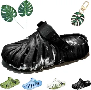 Monstera Slippers, Women's Adult Unisex (Women's Fit) Green/Black/White/Blue Leaf Slides, 2024 New Anti-Slip EVA Slippers for Casual Wear, Beach/Poolside, Spa/Hotel, Travel, Outdoor Activities