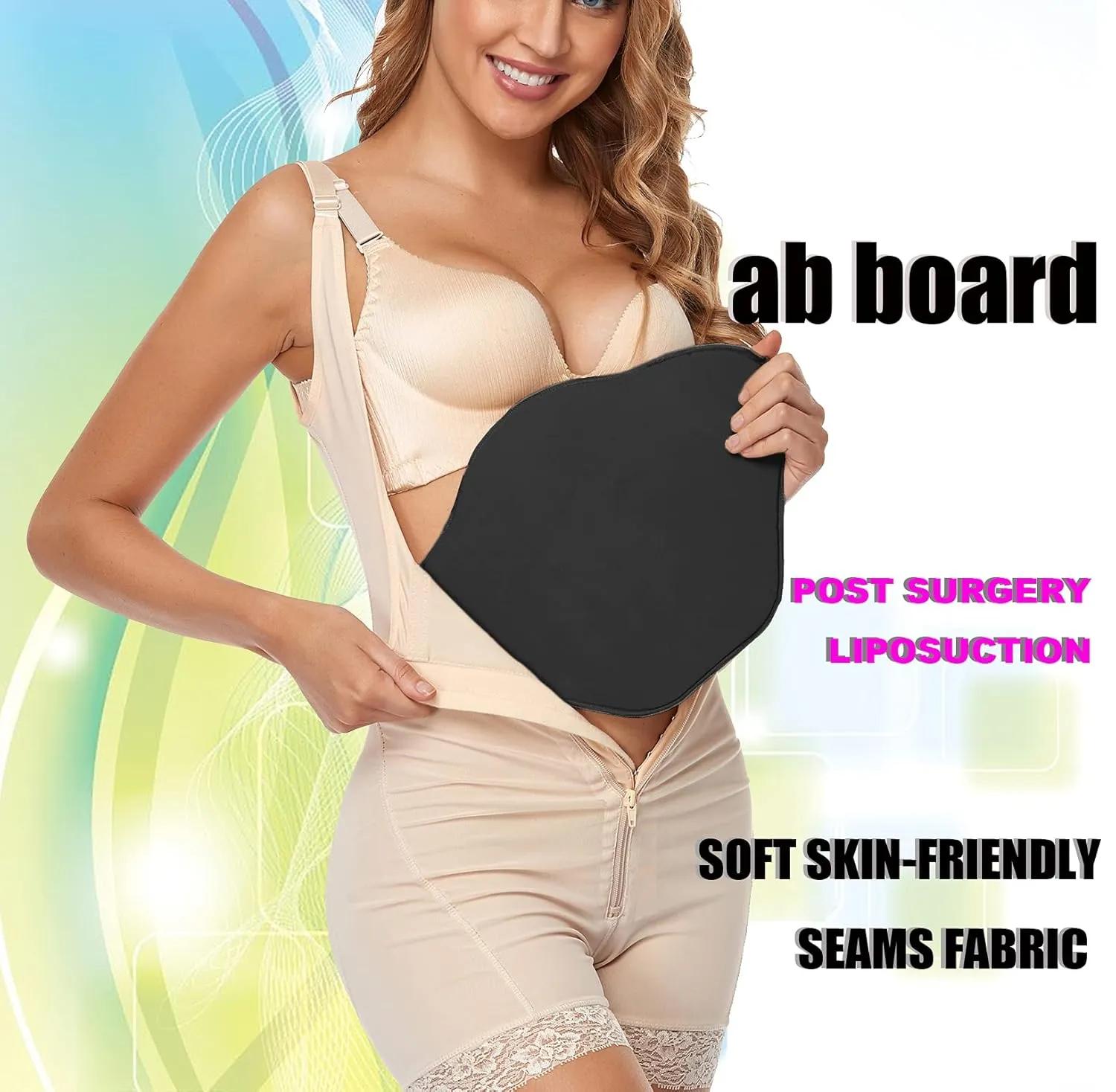 Moolida Lipo Foam Compression Ab Board Post Surgery Abdominal Board Liposuction (Black)