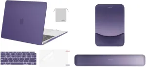 MOSISO Compatible with MacBook Air 13 inch Case 2022-2018, Rectangular Wrist Rest Support for Mouse Pad&Keyboard Set&Keyboard Cover&Screen Protector&Storage Bag, Imperial Purple&Gradient Dark Purple