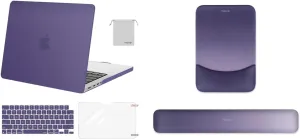 MOSISO Compatible with MacBook Pro 14 inch Case 2024-2021, Rectangular Wrist Rest Support for Mouse Pad&Keyboard Set&Keyboard Cover&Screen Protector&Storage Bag, Imperial Purple&Gradient Dark Purple