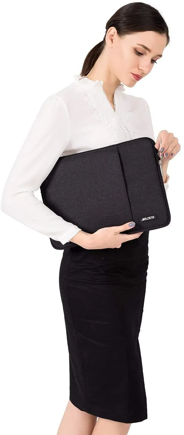 MOSISO Laptop Sleeve Bag Compatible with MacBook Pro 14 inch 2021 M1 Pro/M1 Max A2442, Compatible with MacBook Air/Pro Retina, 13-13.3 inch Notebook, Polyester Vertical Case with Pocket, Black