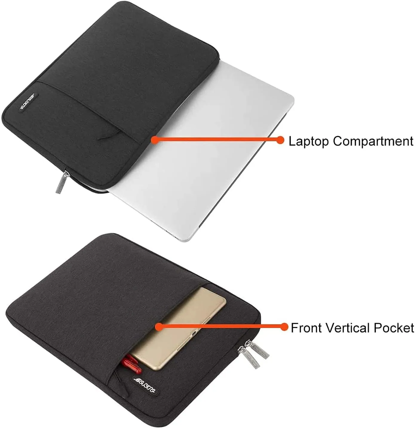 MOSISO Laptop Sleeve Bag Compatible with MacBook Pro 14 inch 2021 M1 Pro/M1 Max A2442, Compatible with MacBook Air/Pro Retina, 13-13.3 inch Notebook, Polyester Vertical Case with Pocket, Black