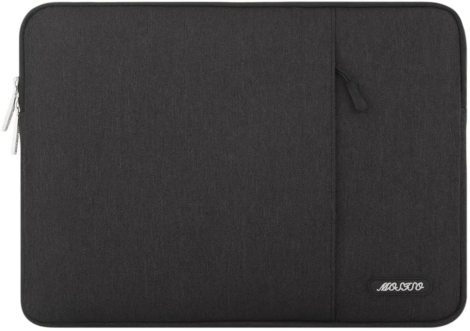 MOSISO Laptop Sleeve Bag Compatible with MacBook Pro 14 inch 2021 M1 Pro/M1 Max A2442, Compatible with MacBook Air/Pro Retina, 13-13.3 inch Notebook, Polyester Vertical Case with Pocket, Black