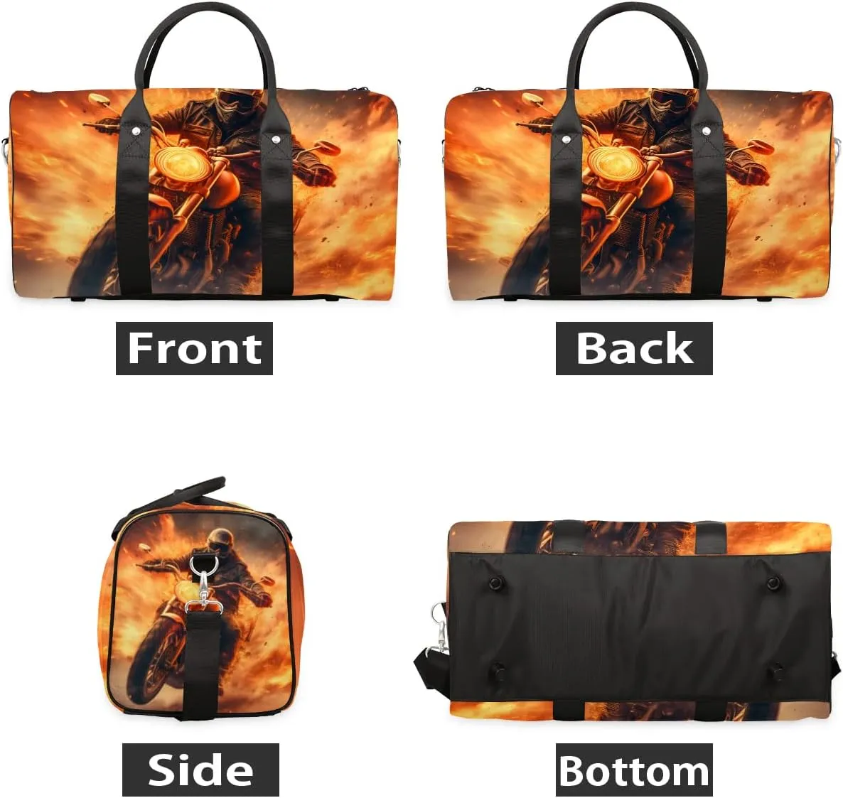 Motorcycle Extreme Sports Theme Travel Duffel Bag for Women Men Waterproof Foldable Overnight Weekender Bag Large Capacity Sports Gym Bag