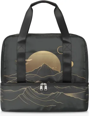 Mountain Sun Print Travel Duffel Bag Dry Wet Separated Sports Tote Travel Duffle Bag Gym Workout Bag Women Travel Duffel Bag for Women, Travel, Gym, Work