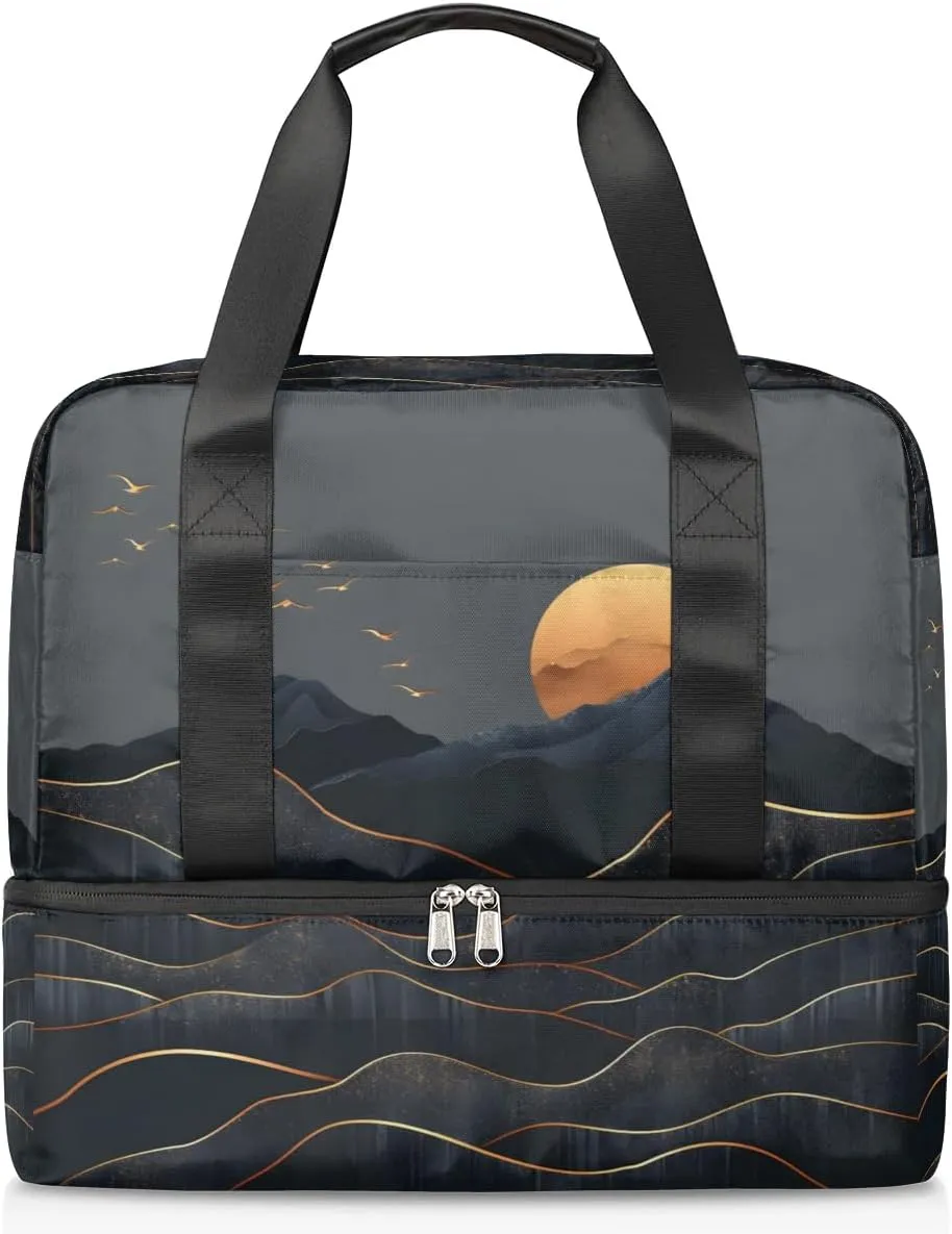 Mountain Sun Travel Duffel Bag Dry Wet Separated Sports Tote Travel Duffle Bag Gym Workout Bag Women Travel Duffel Bag for Women, Travel, Gym, Work