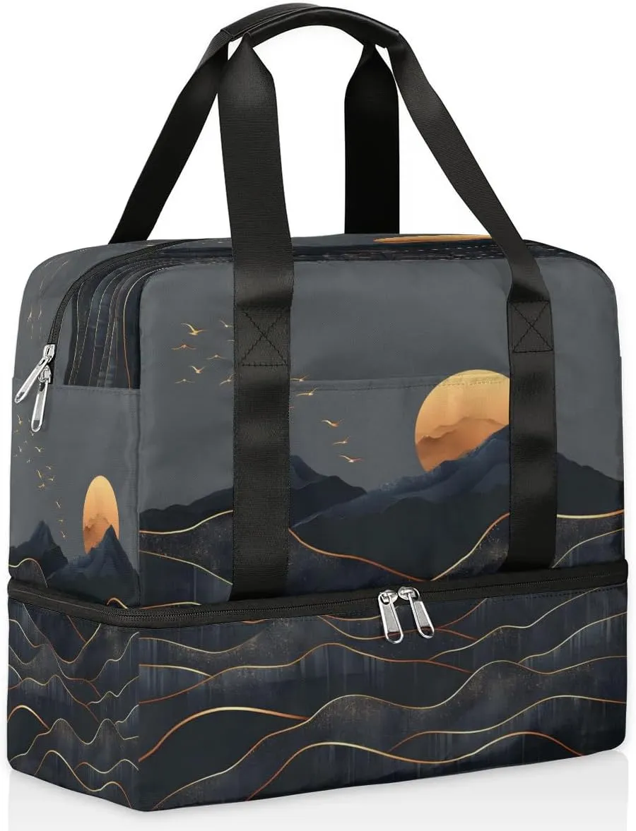 Mountain Sun Travel Duffel Bag Dry Wet Separated Sports Tote Travel Duffle Bag Gym Workout Bag Women Travel Duffel Bag for Women, Travel, Gym, Work