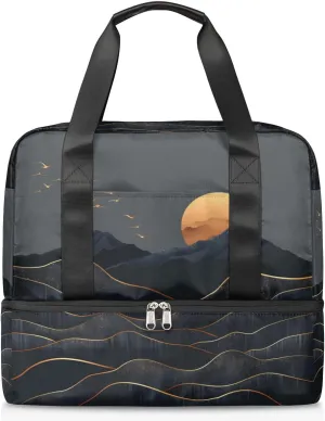 Mountain Sun Travel Duffel Bag Dry Wet Separated Sports Tote Travel Duffle Bag Gym Workout Bag Women Travel Duffel Bag for Women, Travel, Gym, Work