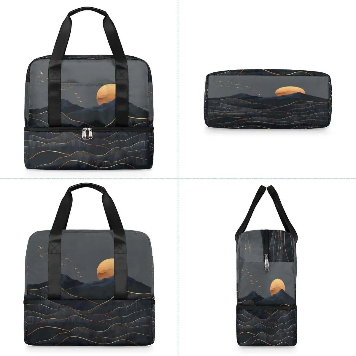 Mountain Sun Travel Duffel Bag Dry Wet Separated Sports Tote Travel Duffle Bag Gym Workout Bag Women Travel Duffel Bag for Women, Travel, Gym, Work