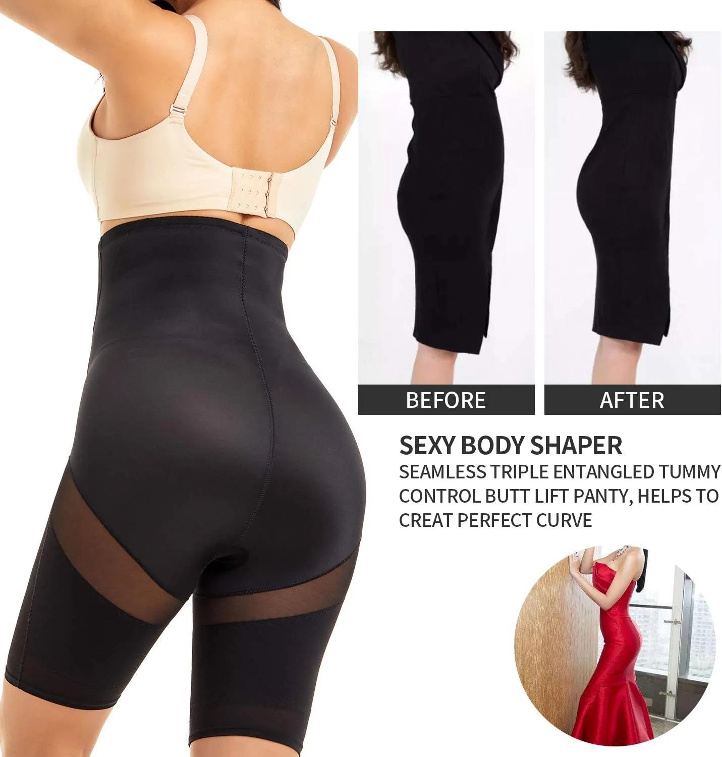 MOVWIN Tummy Control Shapewear for Women High Waisted Butt Lifting Panties Thigh Slimmer Body Shaper Shorts