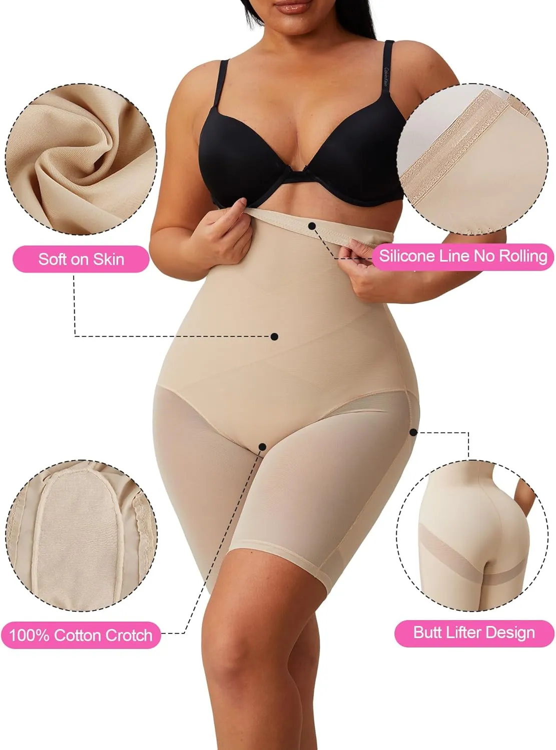 MOVWIN Tummy Control Shapewear for Women High Waisted Butt Lifting Panties Thigh Slimmer Body Shaper Shorts