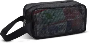Moyad Mesh Shower Caddy Portable Toiletry Bag College Dorm Room Essentials for Girls Guys Gym Bag Camping Organizer Hanging Bathroom Mesh Bag, Black