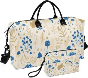 Mushroom Berry Sports Gym Bag for Women Men Travel Duffel Bag Weekend Overnight Carry on Bag with Toiletry Bag Training Handbag for Yoga Workout Swimming Hospital Plane