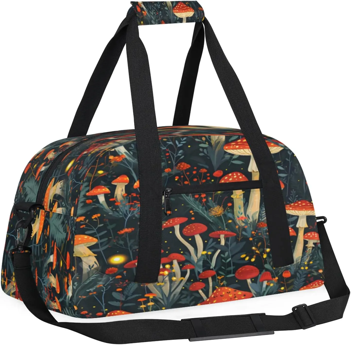 Mushrooms Flowers Small Gym Bag 18 inch Carry On Duffel Bag for Weekender Travel Sports Workout Yoga Gymnastics Dance Ballet