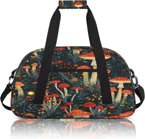 Mushrooms Flowers Small Gym Bag 18 inch Carry On Duffel Bag for Weekender Travel Sports Workout Yoga Gymnastics Dance Ballet