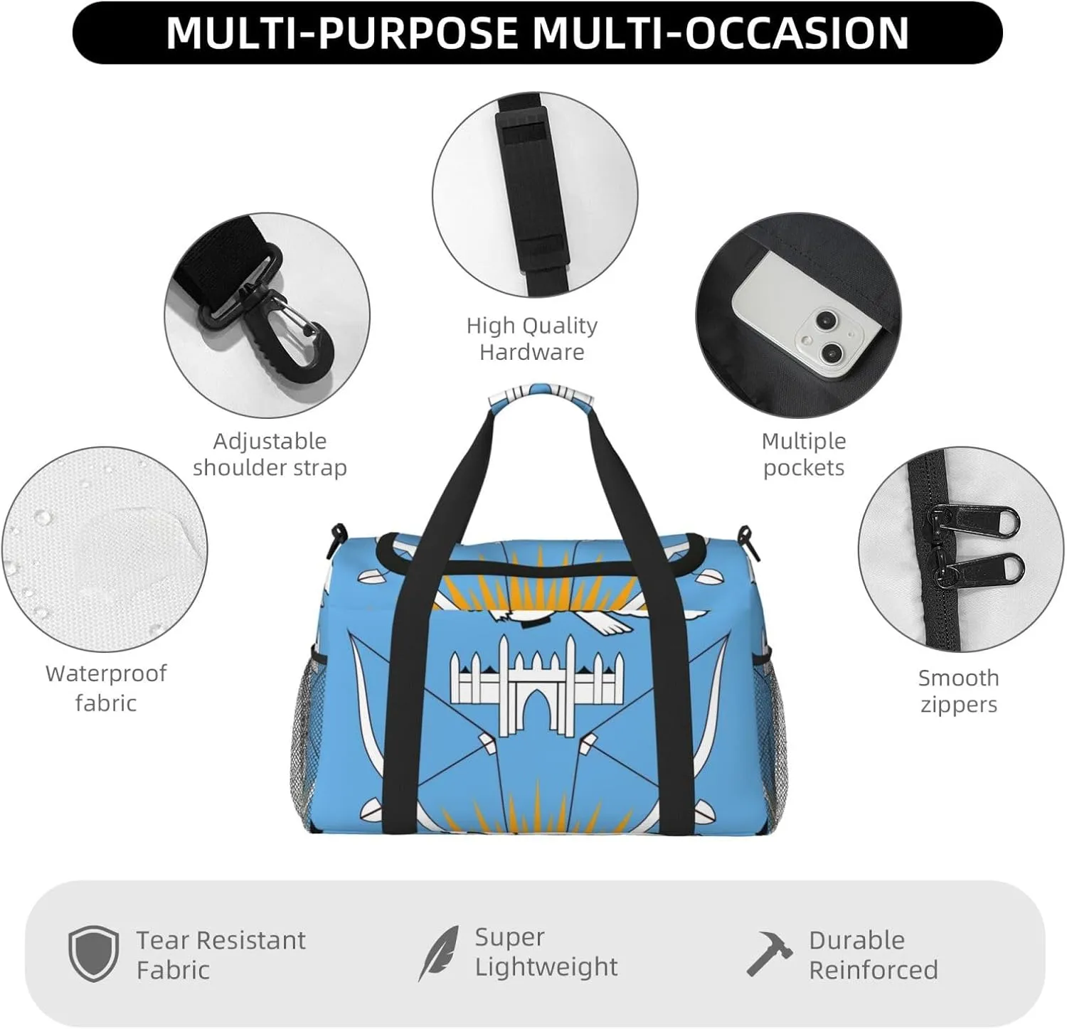 National Emblem Of Mali Travel Duffel Bag Large Foldable Waterproof Overnight Bag For Beach Swim Bags Pool Sports Gym