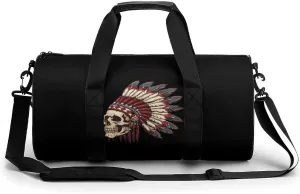 Native American Skull Gym Bag Lightweight Duffel Bag Workout Bag Overnight Backpack Travel Bags for Men Women