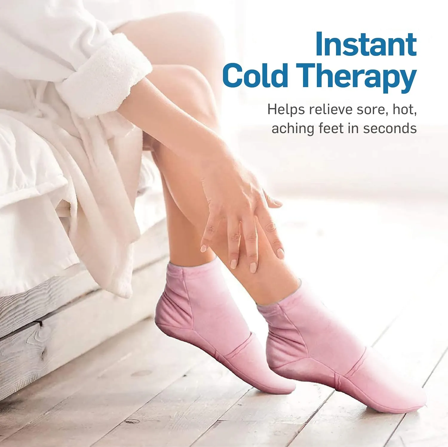 NatraCure Pink Cold Therapy Socks - Reusable Gel Ice Frozen Slippers for Feet, Chemotherapy, Arthritis, Neuropathy, Plantar Fasciitis, Post Partum Foot - Size: Small/Medium