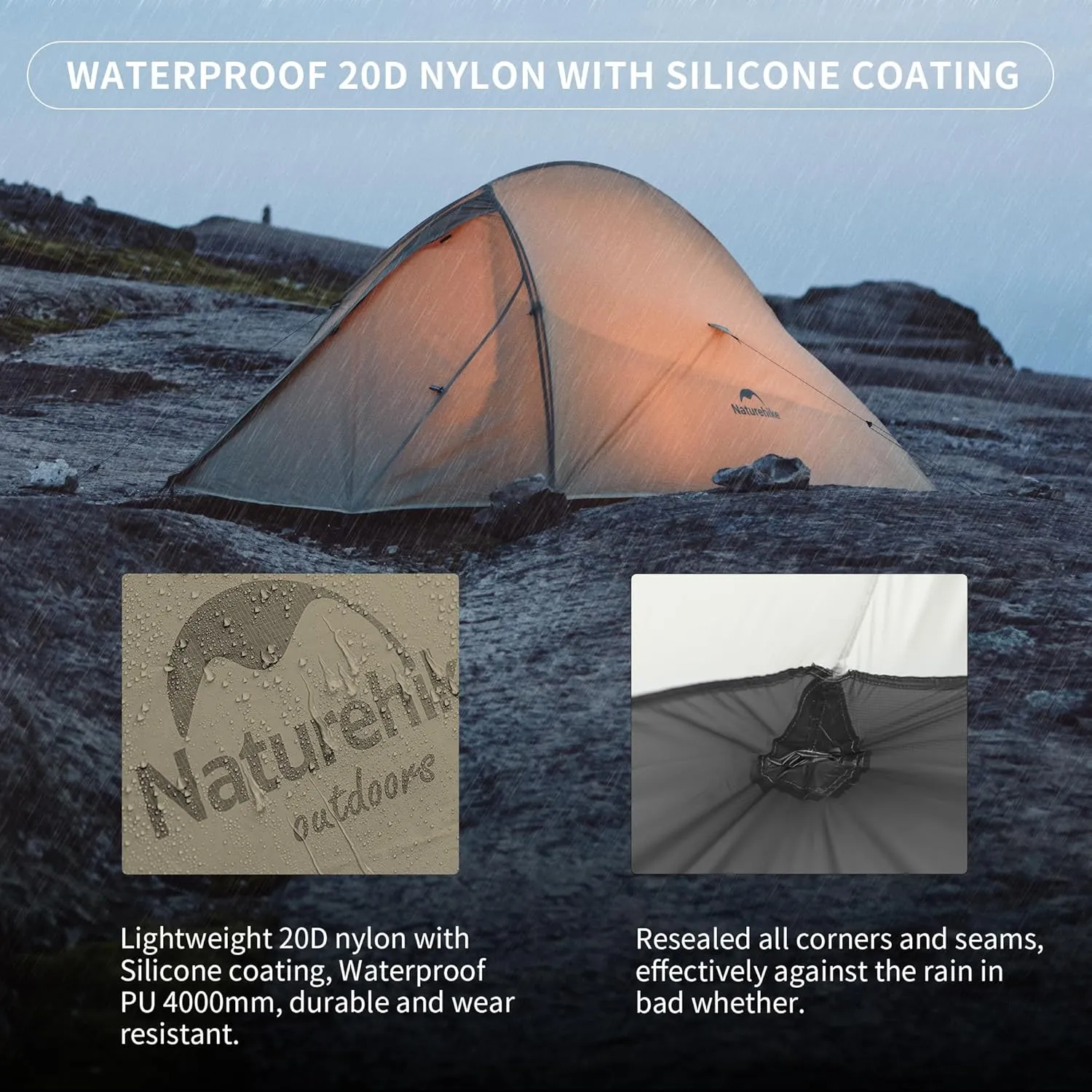 Naturehike Cloud-Up 2 Person Tent Lightweight Backpacking Tent with Footprint - Free Standing Ultralight Camping Hiking Backpack Tents Two Person Tent