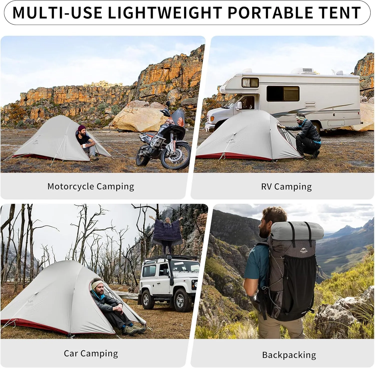 Naturehike Cloud-Up 2 Person Tent Lightweight Backpacking Tent with Footprint - Free Standing Ultralight Camping Hiking Backpack Tents Two Person Tent