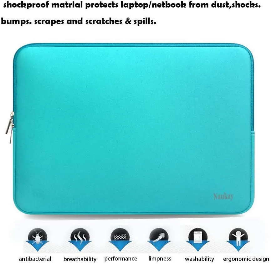 Naukay 15.6 Inch Laptop case Bag,Against dust Resistant Neoprene Notebook Computer Pocket Sleeve/Tablet Briefcase Carrying Bag Compatible 15-15.6 Inch HP/Dell/Asus/Acer/Toshiba/Fujitsu-Blue