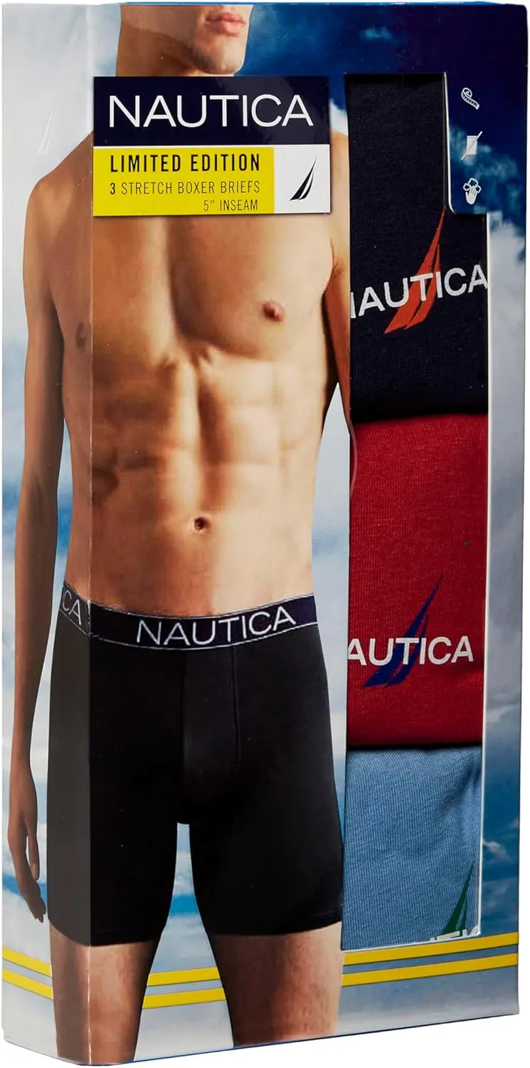Nautica Men's 3-Pack Cotton Stretch Limited Edition Boxer Briefs