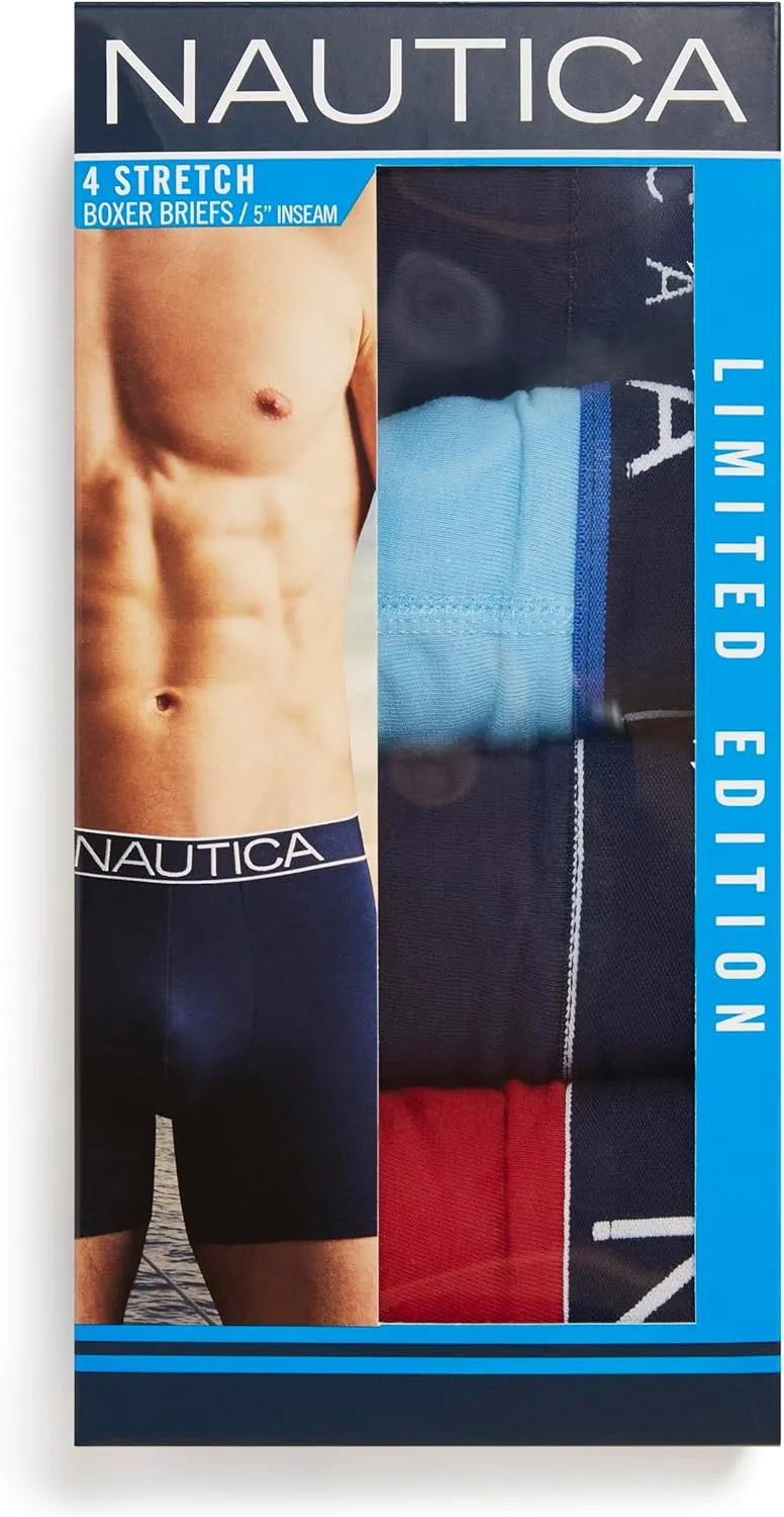 Nautica Men's 4 Pack Limited Edition Cotton Stretch Boxer Briefs