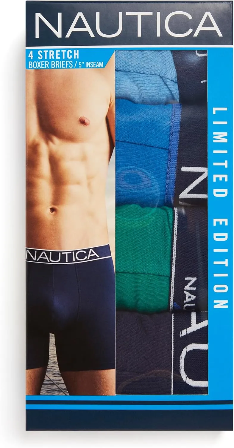 Nautica Men's 4 Pack Limited Edition Cotton Stretch Boxer Briefs