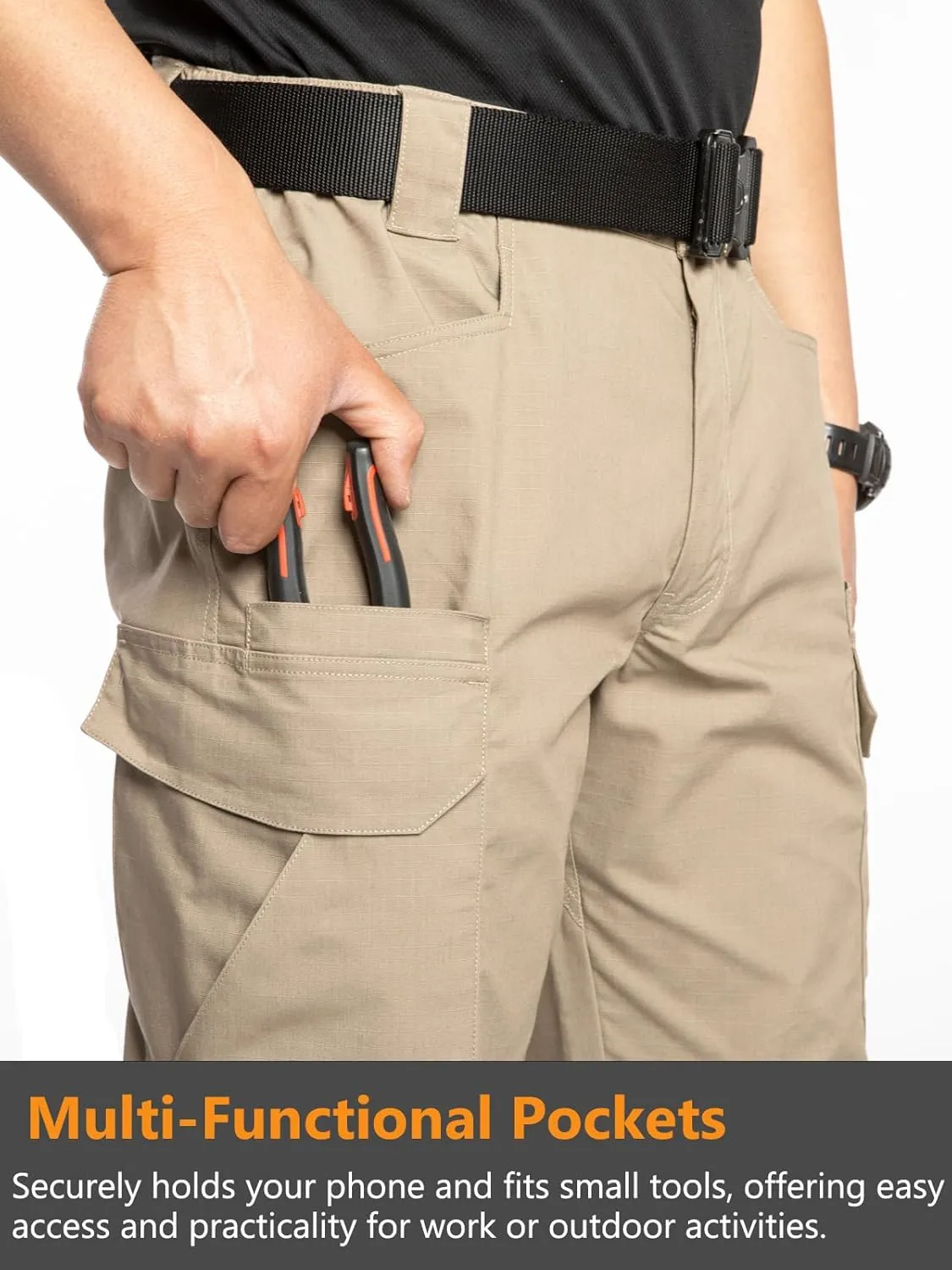 NAVEKULL Men's Flex Tactical Pants Ripstop Stretch Work Cargo Pants Water Resistant Outdoor EDC Hiking Pants
