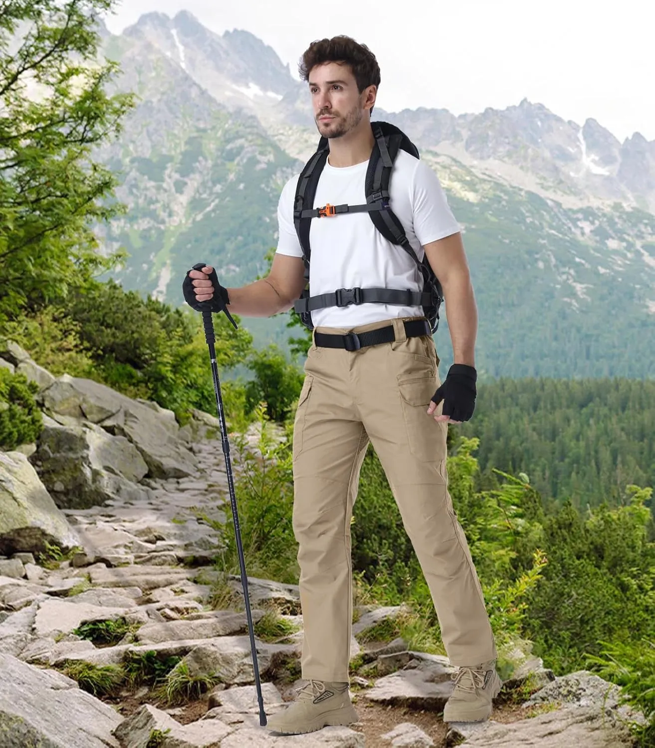 NAVEKULL Men's Flex Tactical Pants Ripstop Stretch Work Cargo Pants Water Resistant Outdoor EDC Hiking Pants
