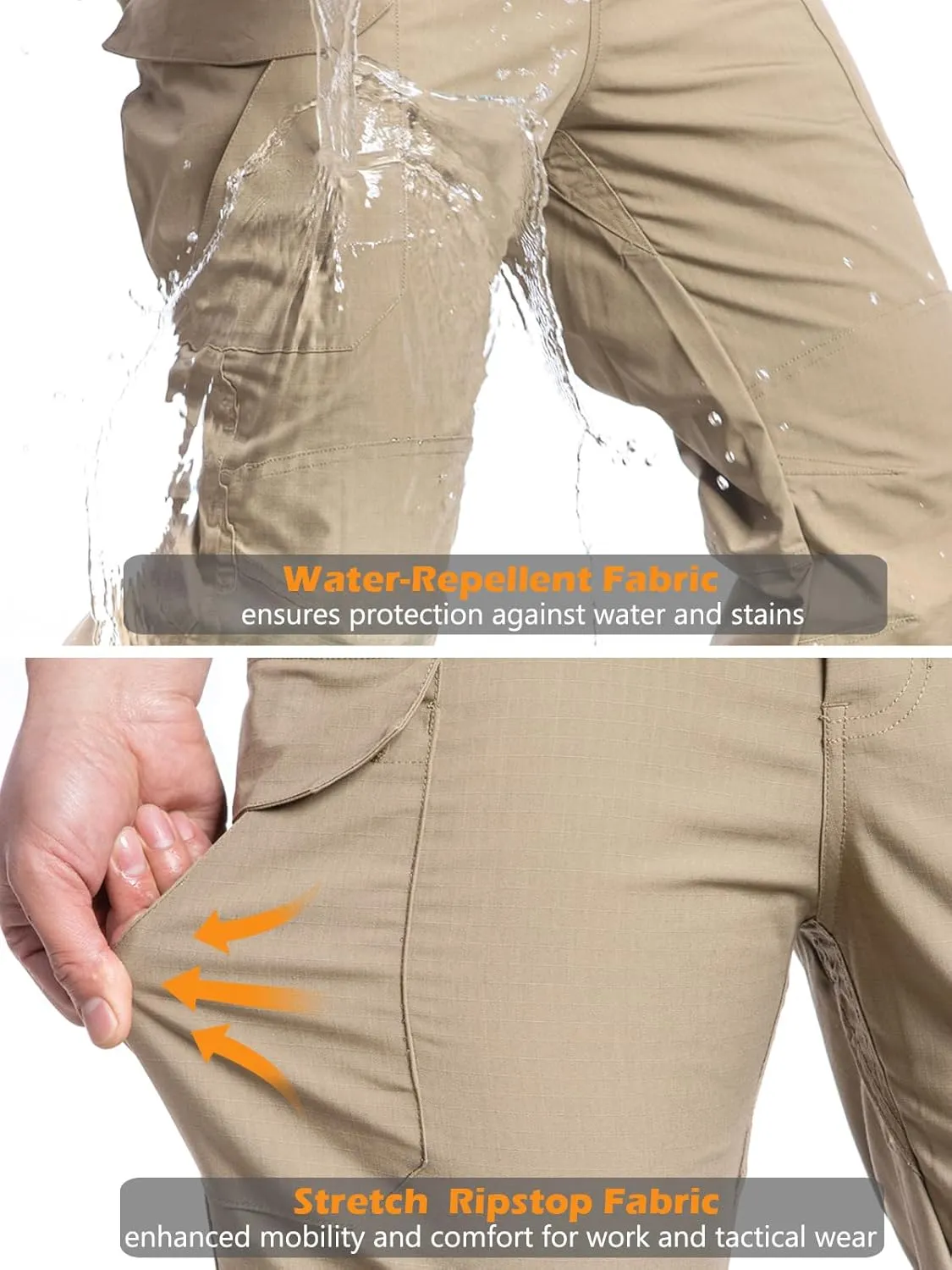 NAVEKULL Men's Flex Tactical Pants Ripstop Stretch Work Cargo Pants Water Resistant Outdoor EDC Hiking Pants