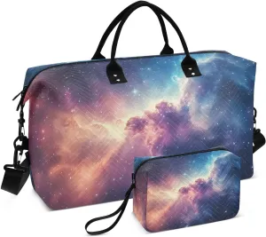 Nebula Purple Fantasy Duffel Bag for Traveling, Gym Bags with Multiple Interior Pockets for Women Men Toiletry Purse Included 20.5”x 1.9” x 13.8”